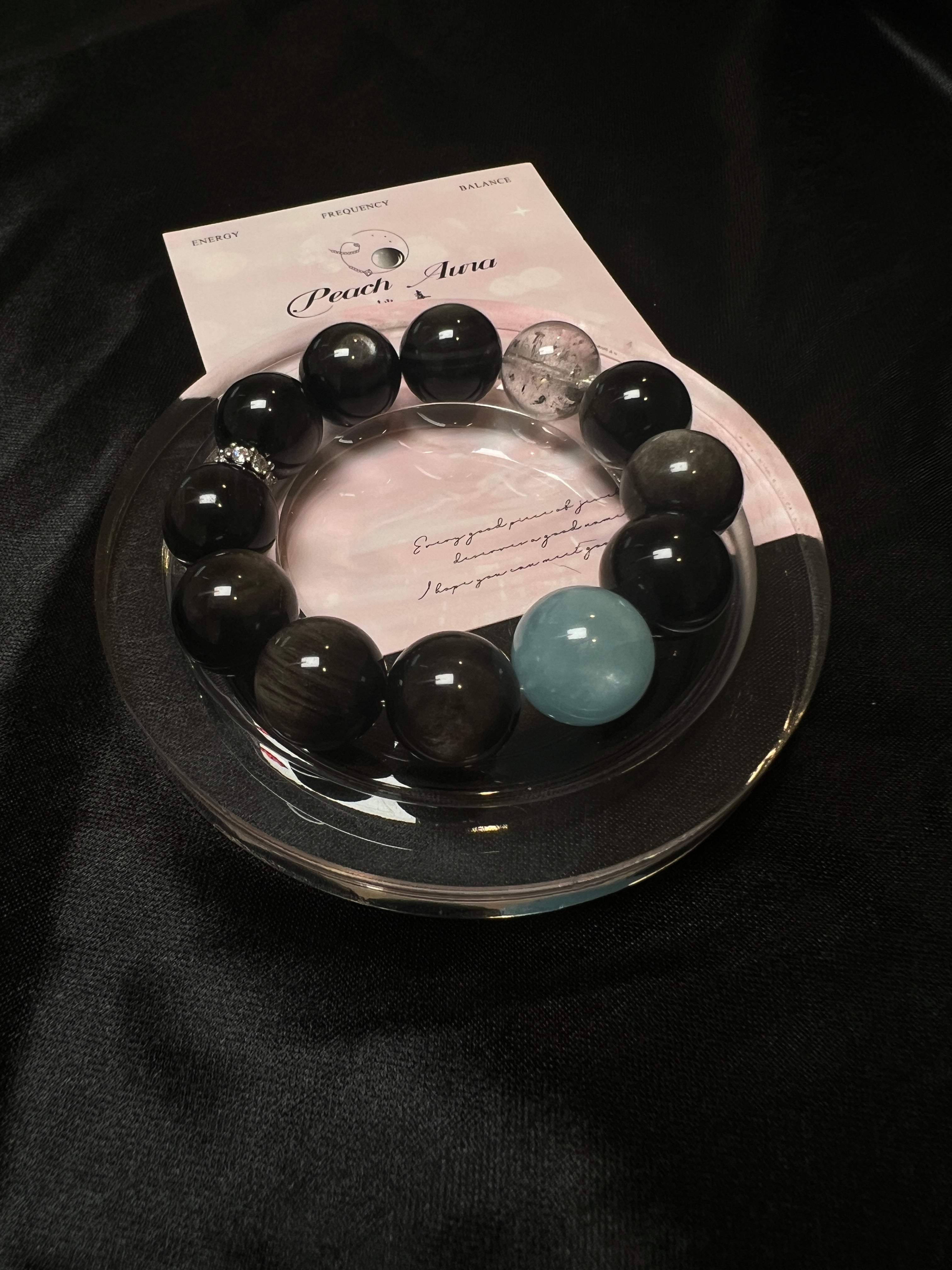 Mystic Silver Obsidian Bracelet – Glow in the Dark Halloween Jewelry