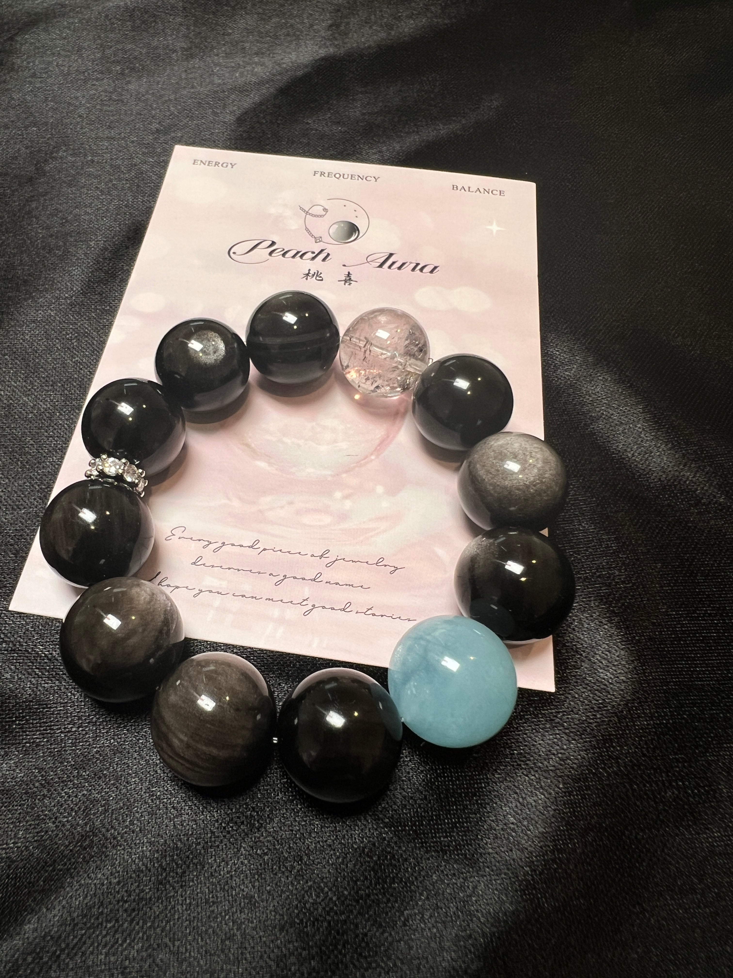 Mystic Silver Obsidian Bracelet – Glow in the Dark Halloween Jewelry