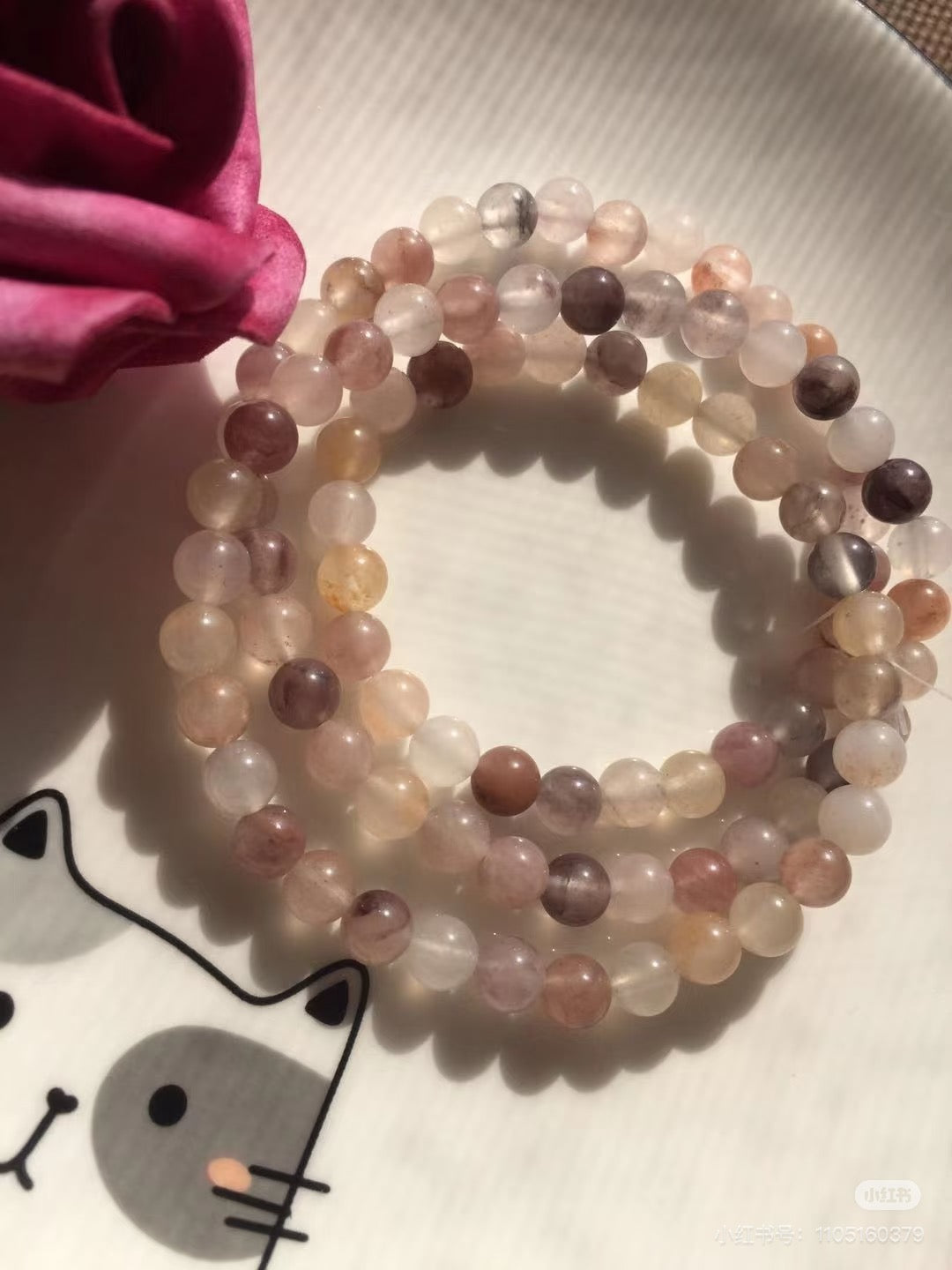 Lavender Golden Silk Jade Triple-Wrap Bracelet