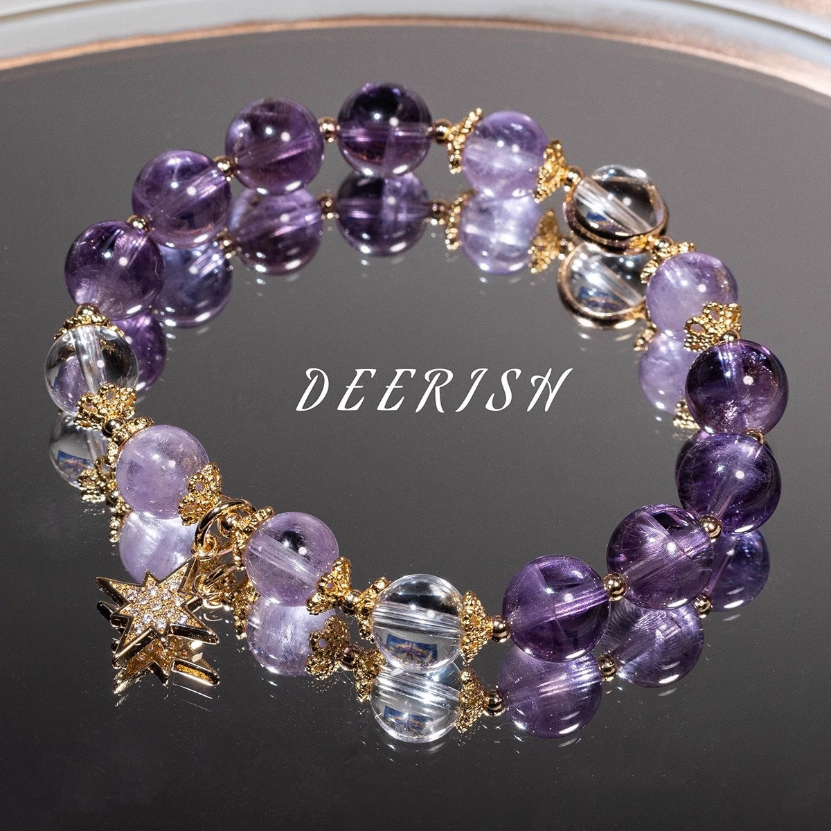 Amethyst Starry Charm Bracelet