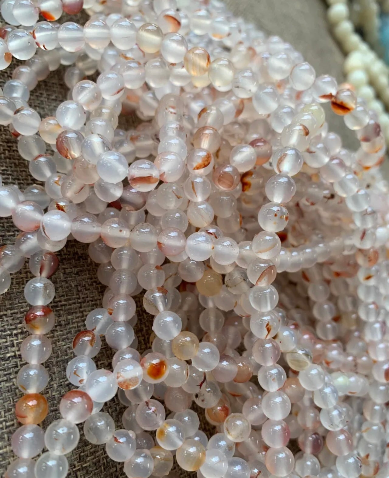 Triple-Strand Ice Flower Agate Bracelet