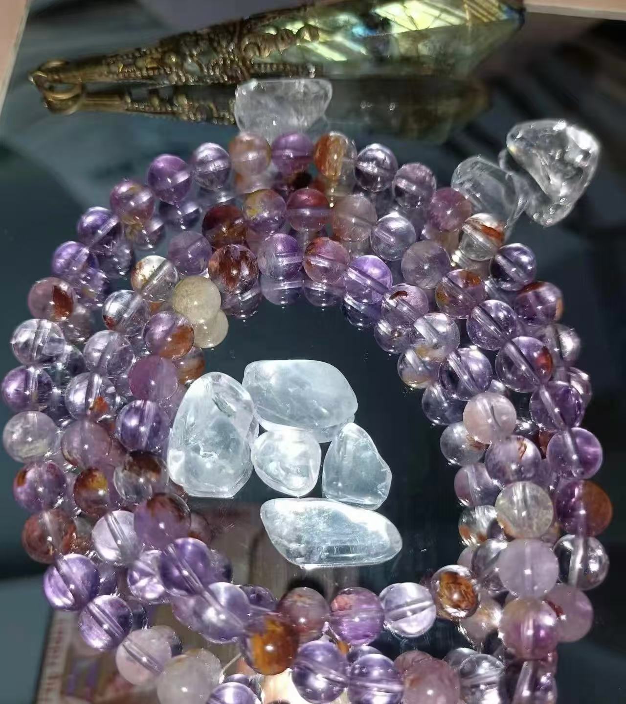 Amethyst Phantom Triple-Wrap Bracelet