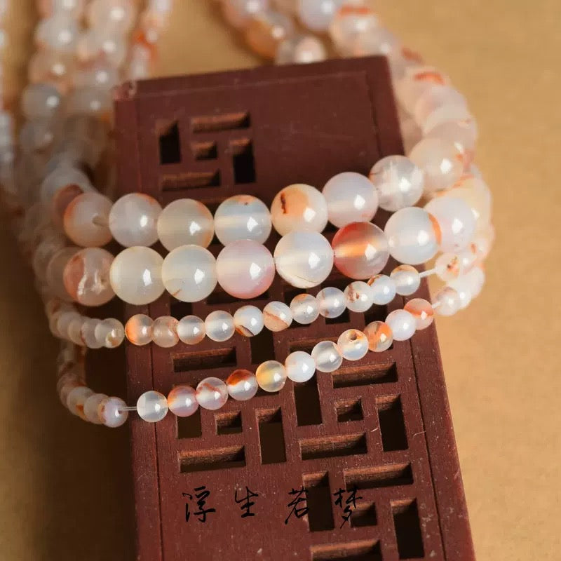 Triple-Strand Ice Flower Agate Bracelet