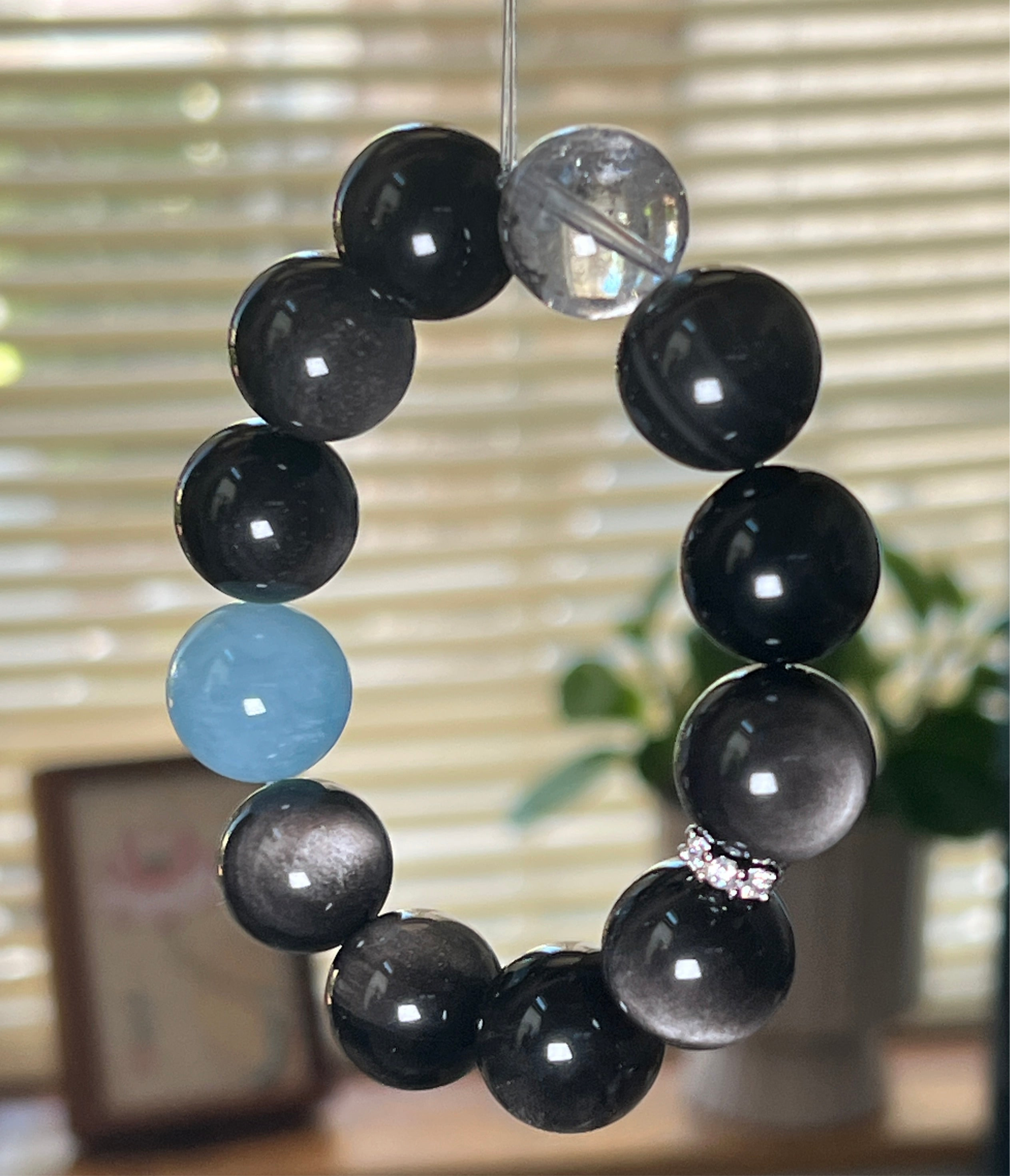 Mystic Silver Obsidian Bracelet – Glow in the Dark Halloween Jewelry
