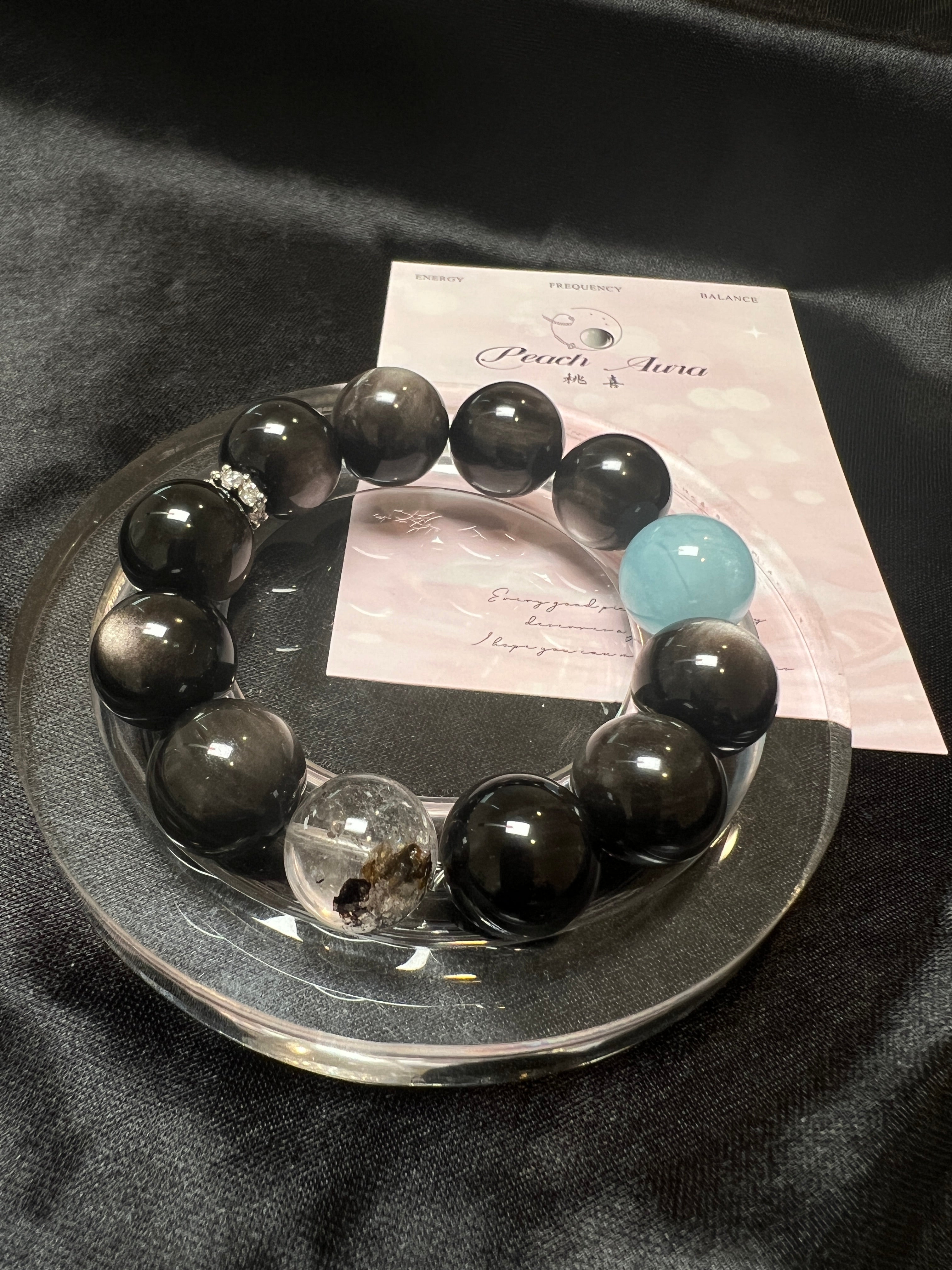 Mystic Silver Obsidian Bracelet – Glow in the Dark Halloween Jewelry