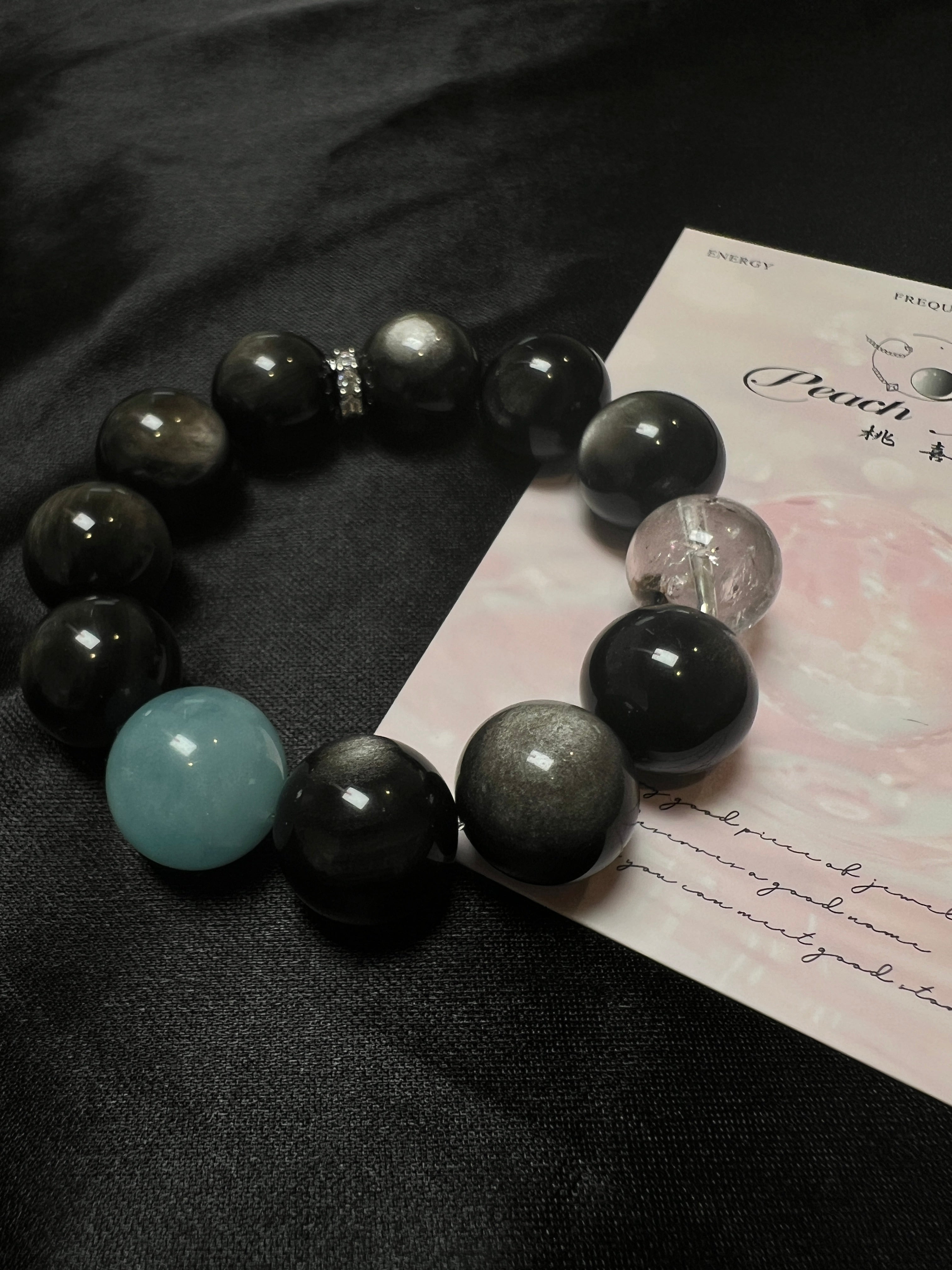 Mystic Silver Obsidian Bracelet – Glow in the Dark Halloween Jewelry