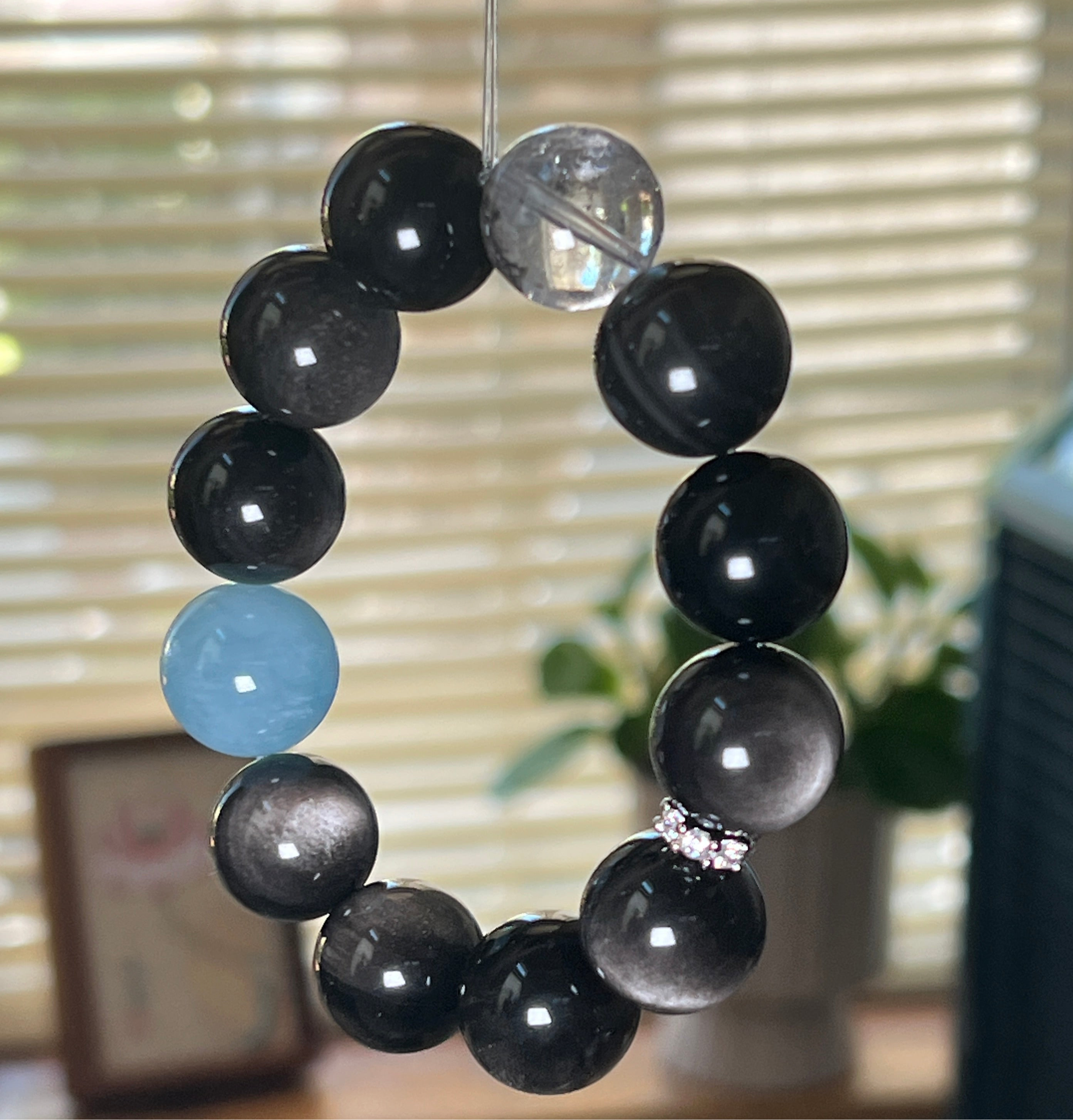 Mystic Silver Obsidian Bracelet – Glow in the Dark Halloween Jewelry