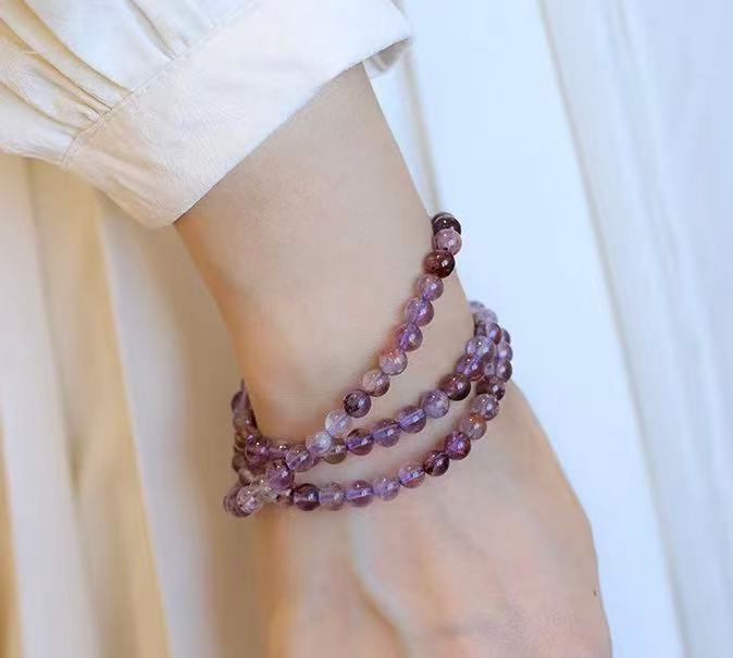 Amethyst Phantom Triple-Wrap Bracelet