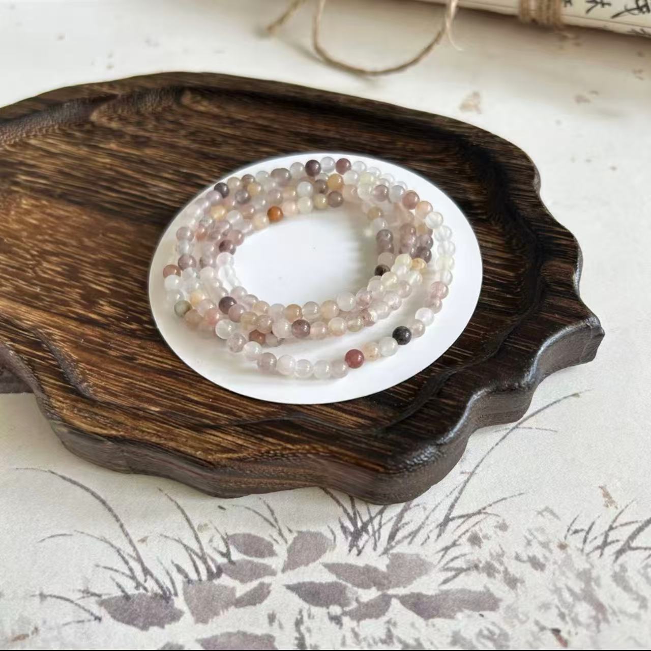 Lavender Golden Silk Jade Triple-Wrap Bracelet