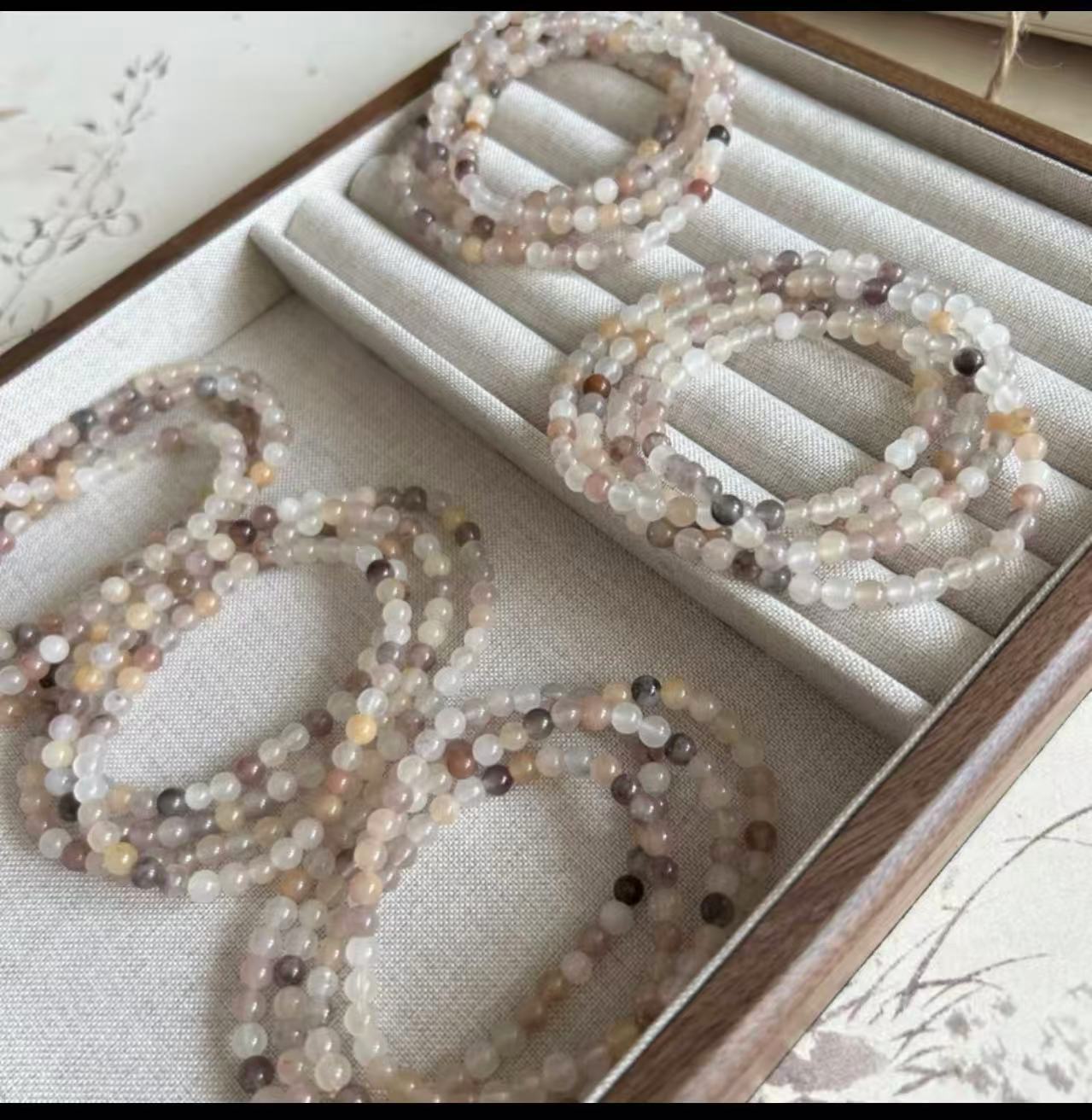 Lavender Golden Silk Jade Triple-Wrap Bracelet