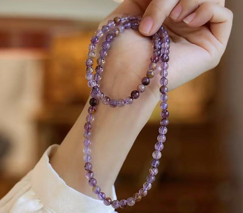 Amethyst Phantom Triple-Wrap Bracelet